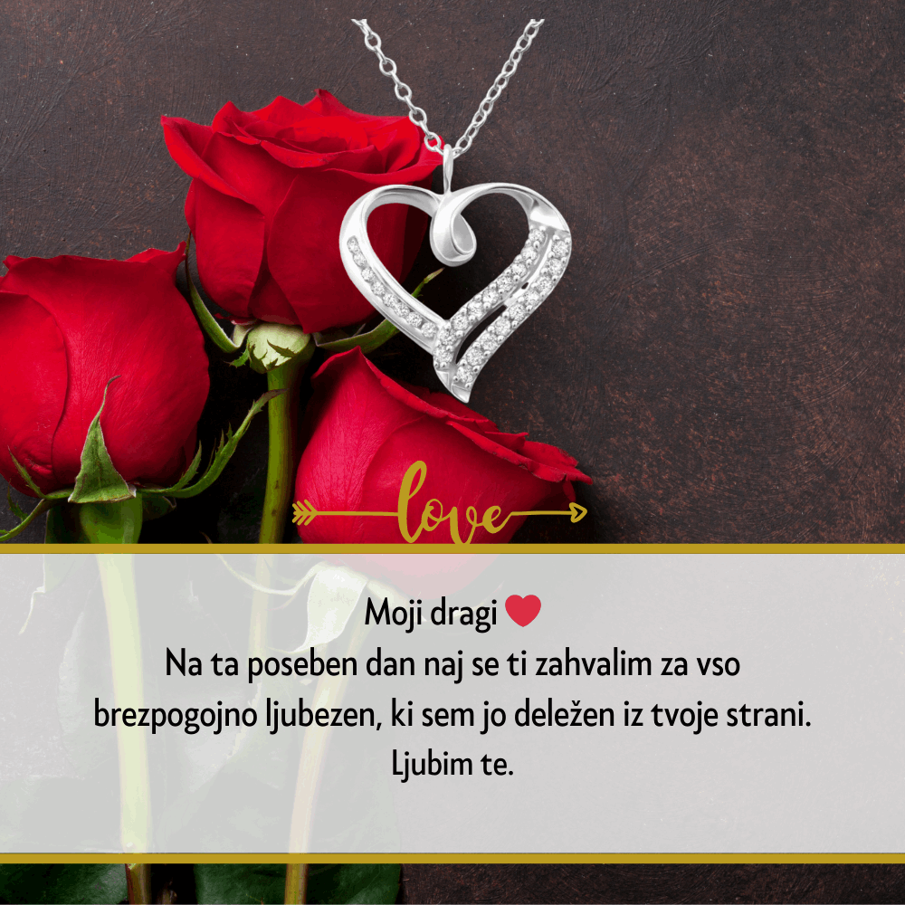1. Darilo za dan žena (dostava 2-3 dni) - verižica srce s personaliziranim posvetilom za ženo, soprogo, punco