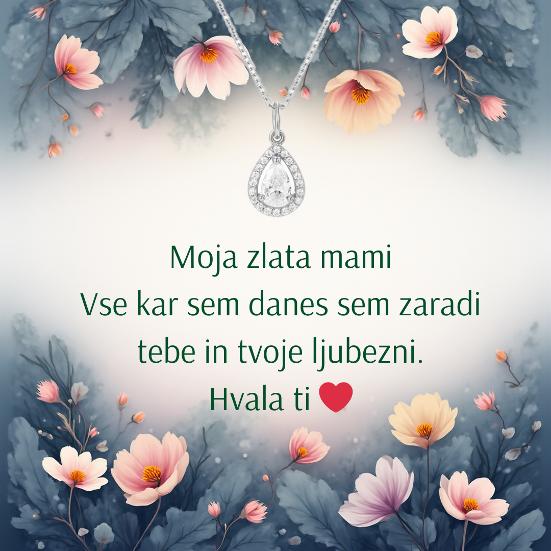 100. Darilo za mamico (dostava 2-3 dni) - verižica srce s personaliziranim posvetilom za mamico