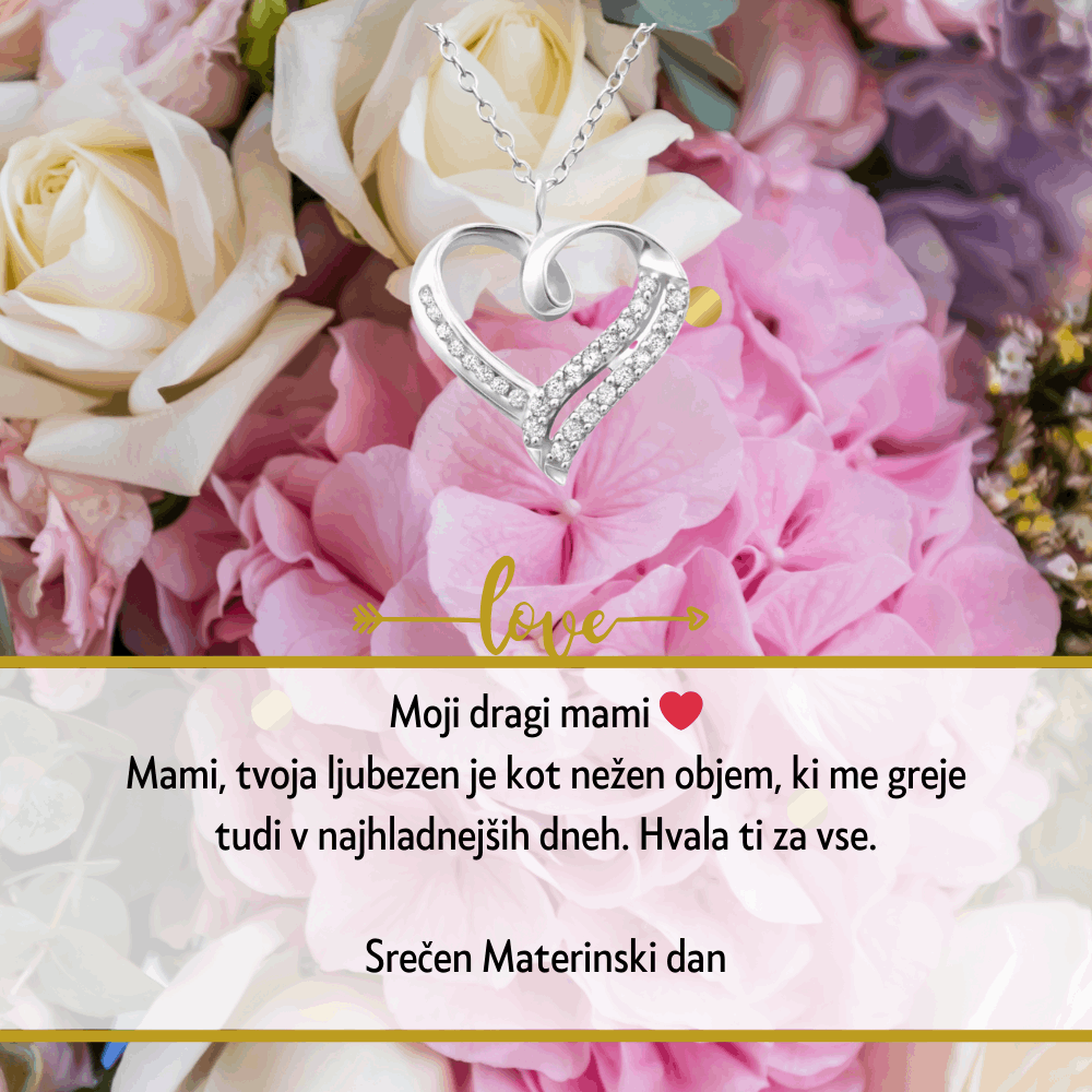 Personalizirana srebrna verižica z ljubečim posvetilom za materinski dan - popolno darilo, ki bo ganilo srce vsake mame