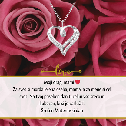 32. Darilo za materinski dan (dostava 2-3 dni) - verižica srce s personaliziranim posvetilom za mamico
