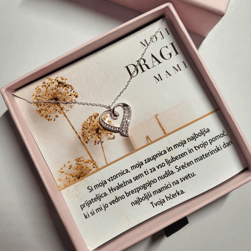 6. Darilo za učiteljico (dostava 2-3 dni) - verižica srce s personaliziranim posvetilom za učiteljco