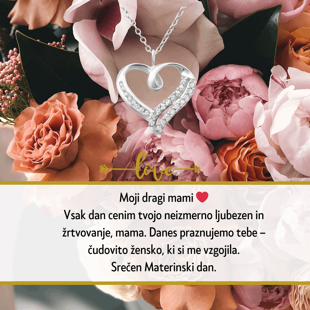 Personalizirani nakit za materinski dan z mislijo ali verzom, izbranim posebej za mamo, kot simbol edinstvene vezi ljubezni.