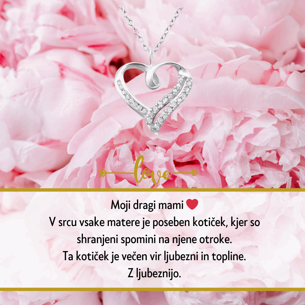 30. Darilo za materinski dan (dostava 2-3 dni) - verižica srce s personaliziranim posvetilom za mamico
