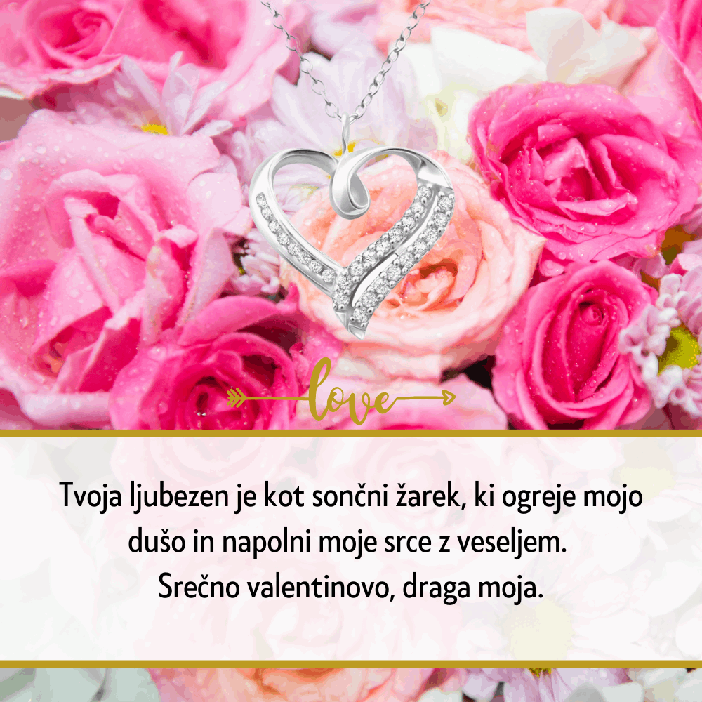 Vrtnice za valentinovo s posvetilom in verižico za ženo, popolno valentinovo darilo in darilo za dan žena