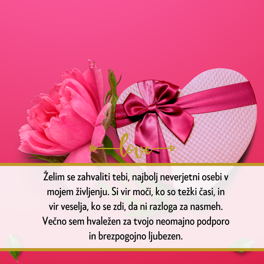 Darilo za Valentinovo - Personalizirana Verižica Srce s Posvetilom za Ženo, Punco | Dostava 2-3 Dni