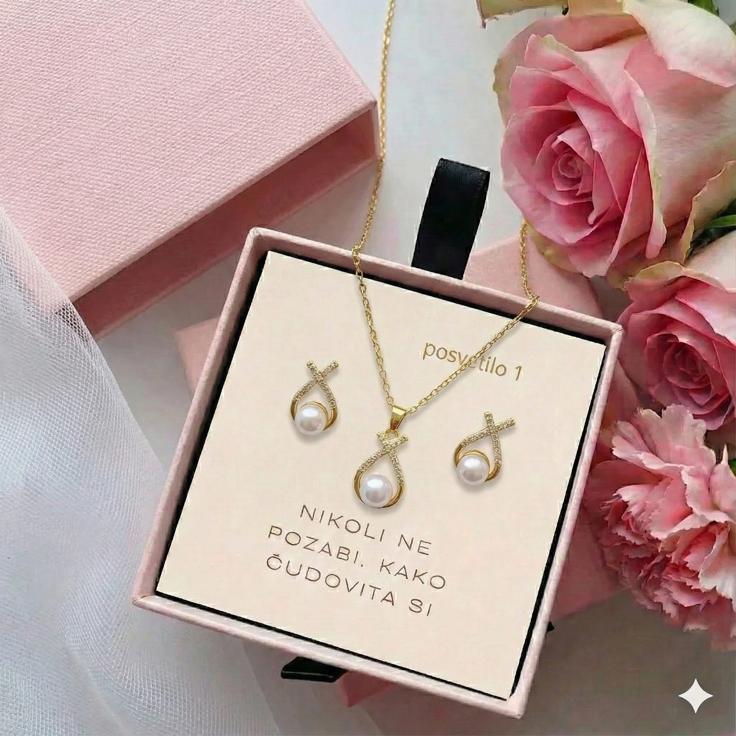 Eternal Love Set - Verižica in Uhani s Posvetilom