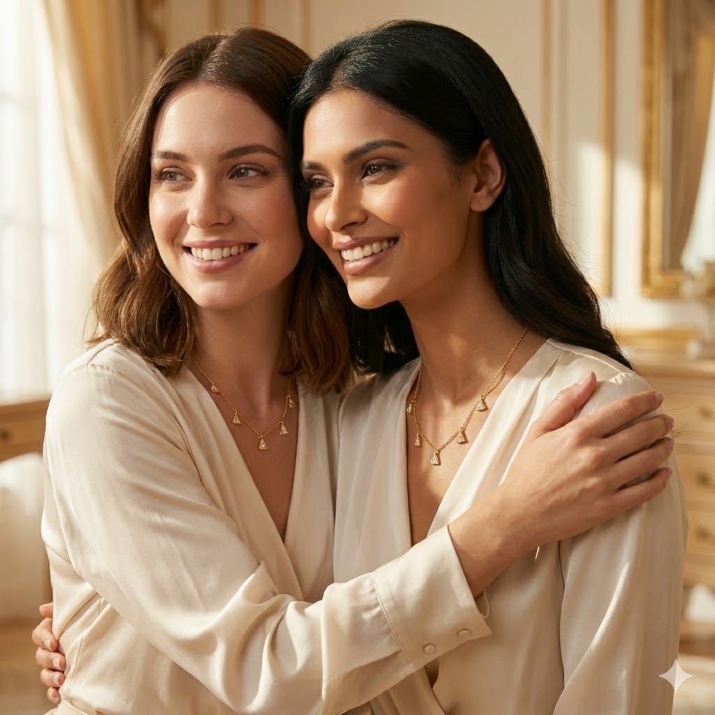 Trinity Shine - Trije kristali, ena večna vez (Kirurško jeklo 316L - Pozlačeno z 14-karatnim zlatom)