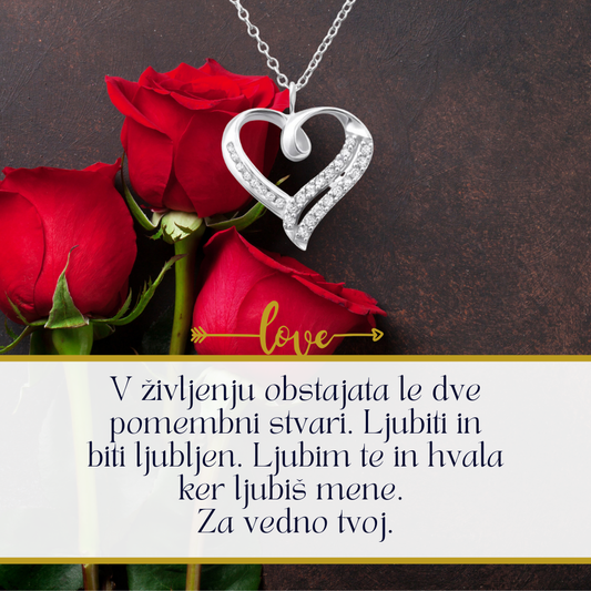 Darilo za Valentinovo - Personalizirana Verižica Srce s Posvetilom za Ženo, Punco | Dostava 2-3 Dni