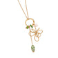 Verižica Doodle Flower Green 79 cm - zlati žičnati metulj zeleni kamen biser keramična jagoda - kirurško jeklo 316L zlata pozlata