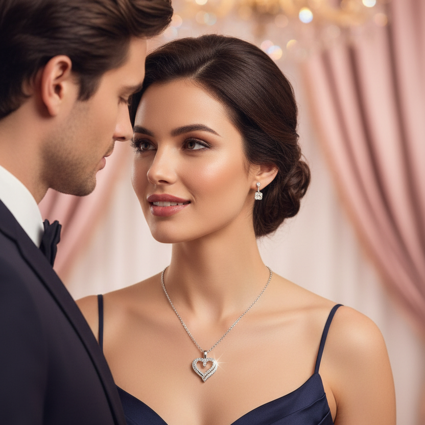 Elegantna verižica s srčkom - par