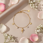 Zapestnica Ocean And Diamond - flat lay z rožami - zlata polžja hišica školjki cirkona - kirurško jeklo 316L zlata pozlata