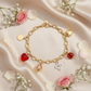 Zapestnica Red Trend Charms - flat lay z rožami - kirurško jeklo 316L zlata pozlata