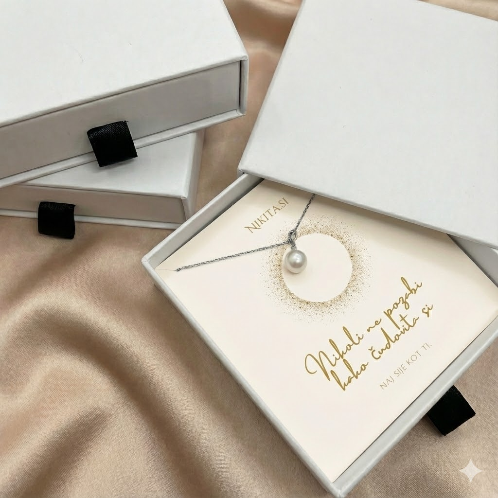 Pearl Shine - Verižica z biserom in posvetilom (Prevlečena s srebrom)