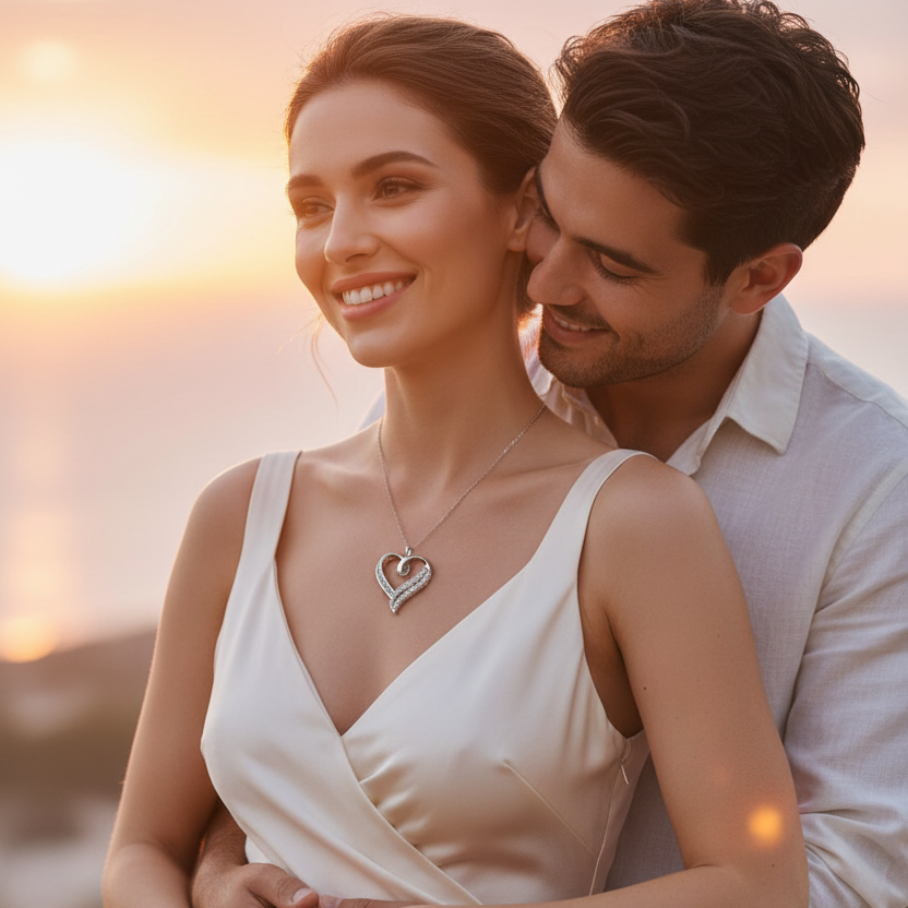 Luksuzna verižica - par ob sončnem zahodu