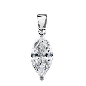 Obesek marquise z belim cirkonom 925 čisto srebro 7x14 mm