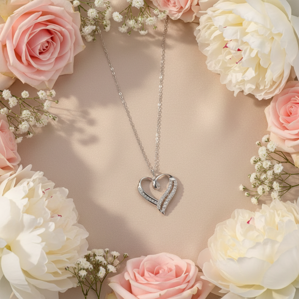Pure Heart - flat lay točen srček z rožami
