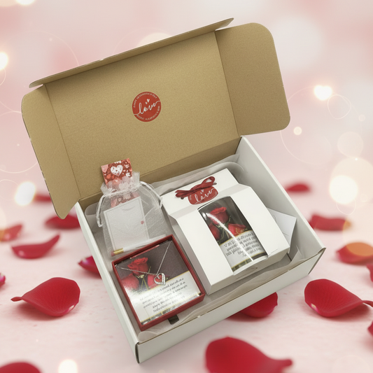 Valentine's gift set with romantic background